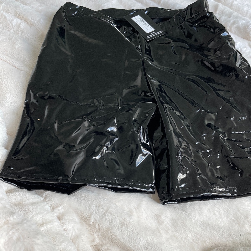 Black latex shorts